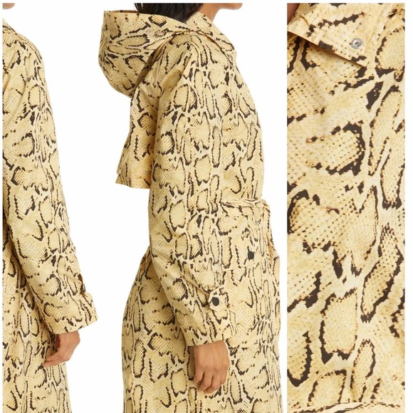 Frame Python Print Hooded Trench Coat - Picture 3 of 16